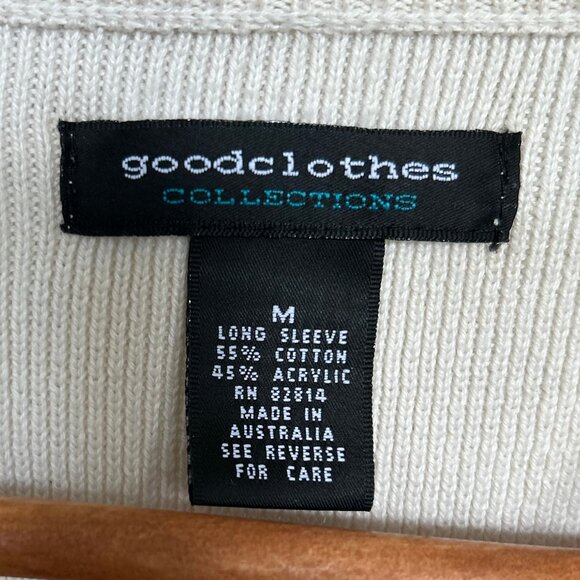 Goodclothes Nautical Deep Navy, Red, White Sweater w/ Button Detail Womens Sz M - Picture 5 of 10